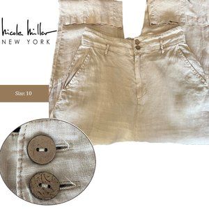 NWOT: Nicole Miller: High waisted wide legged linen pants